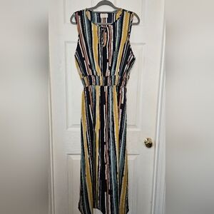 MELLODAY Multicolor Striped Halter Maxi Sundress Size L